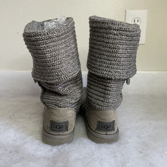 UGG Australia Classic Cardy Tall Sweater Knit Boot Comfort Casual Gray Women 7 - Picture 4 of 8